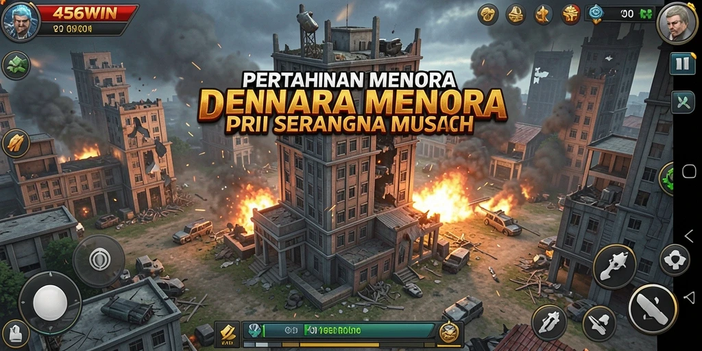 Tampilan gameplay seru dari 456WIN saat pertahanan menara aktif.