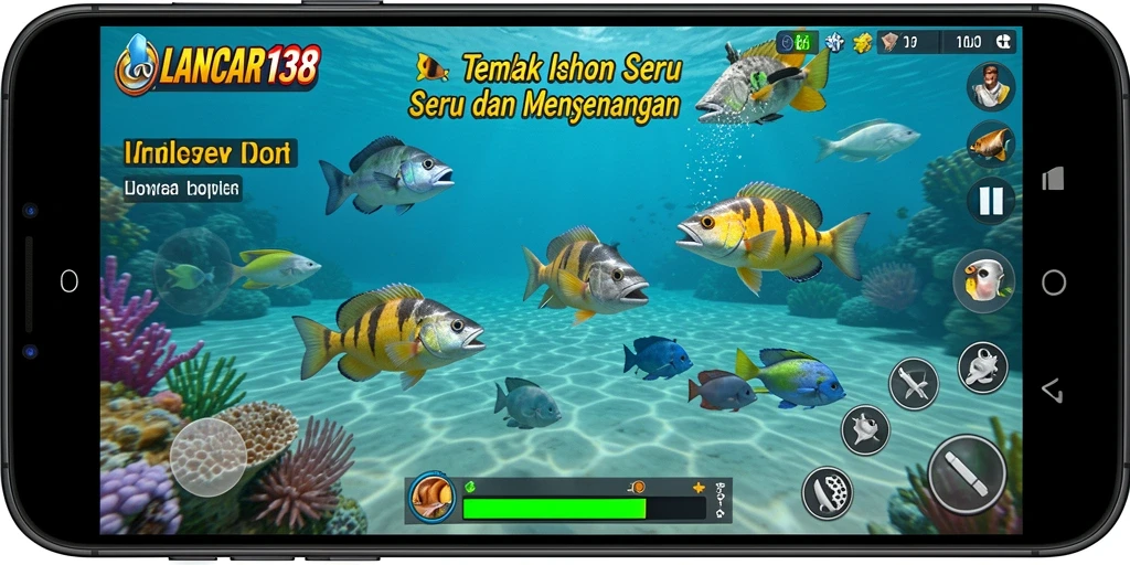 Tampilan gameplay Tembak Ikan yang menarik dan penuh warna.