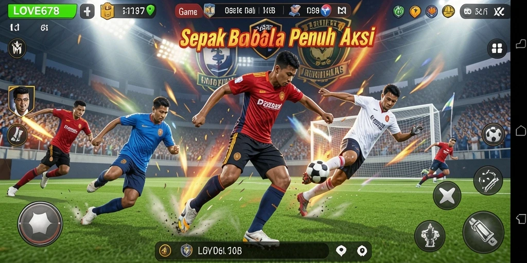 Tampilan menarik dari gameplay sepak bola LOVE678 yang penuh aksi.