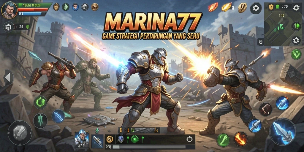 Tampilan gameplay <strong>MARINA77</strong> yang penuh strategi dan pertempuran seru.