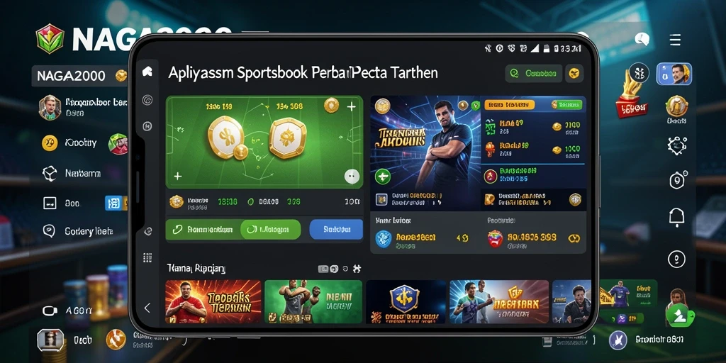 Screenshot utama NAGA2000 menampilkan antarmuka taruhan olahraga yang interaktif.