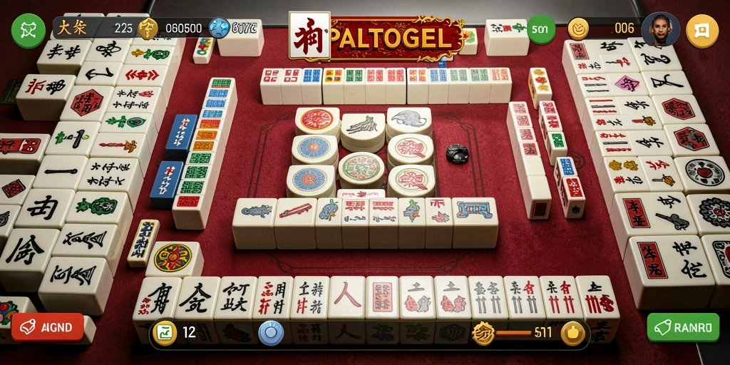Tampilan gameplay OPALTOGEL dengan elemen papan Mahjong yang menarik.
