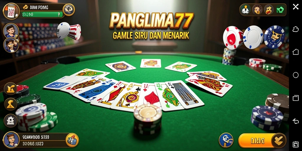 Screenshot gameplay dari PANGLIMA77 yang menunjukkan serunya permainan Gaple.