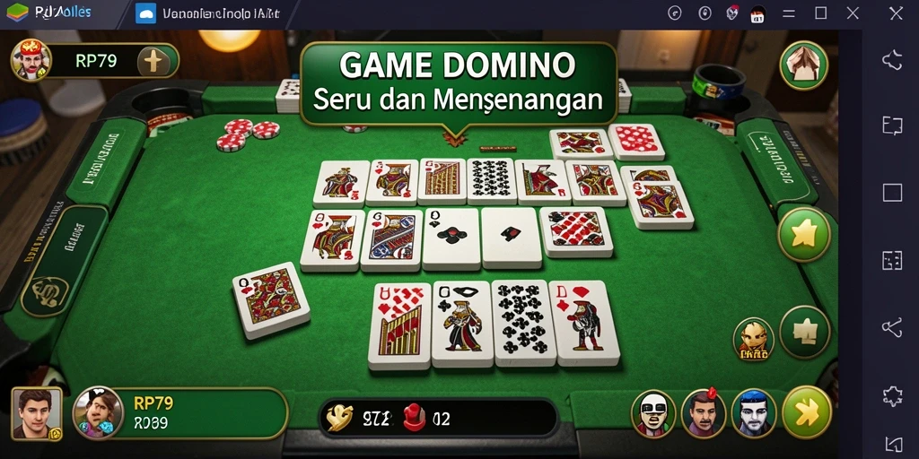 Screenshot utama RP79 menunjukkan gameplay seru permainan Domino.