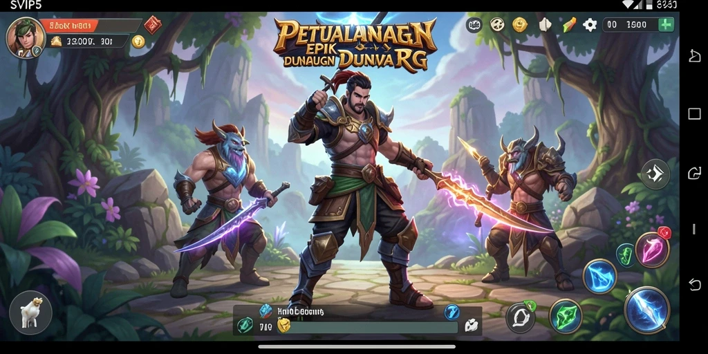 Screenshot gameplay SVIP5 yang menunjukkan pertarungan epik di dunia RPG.